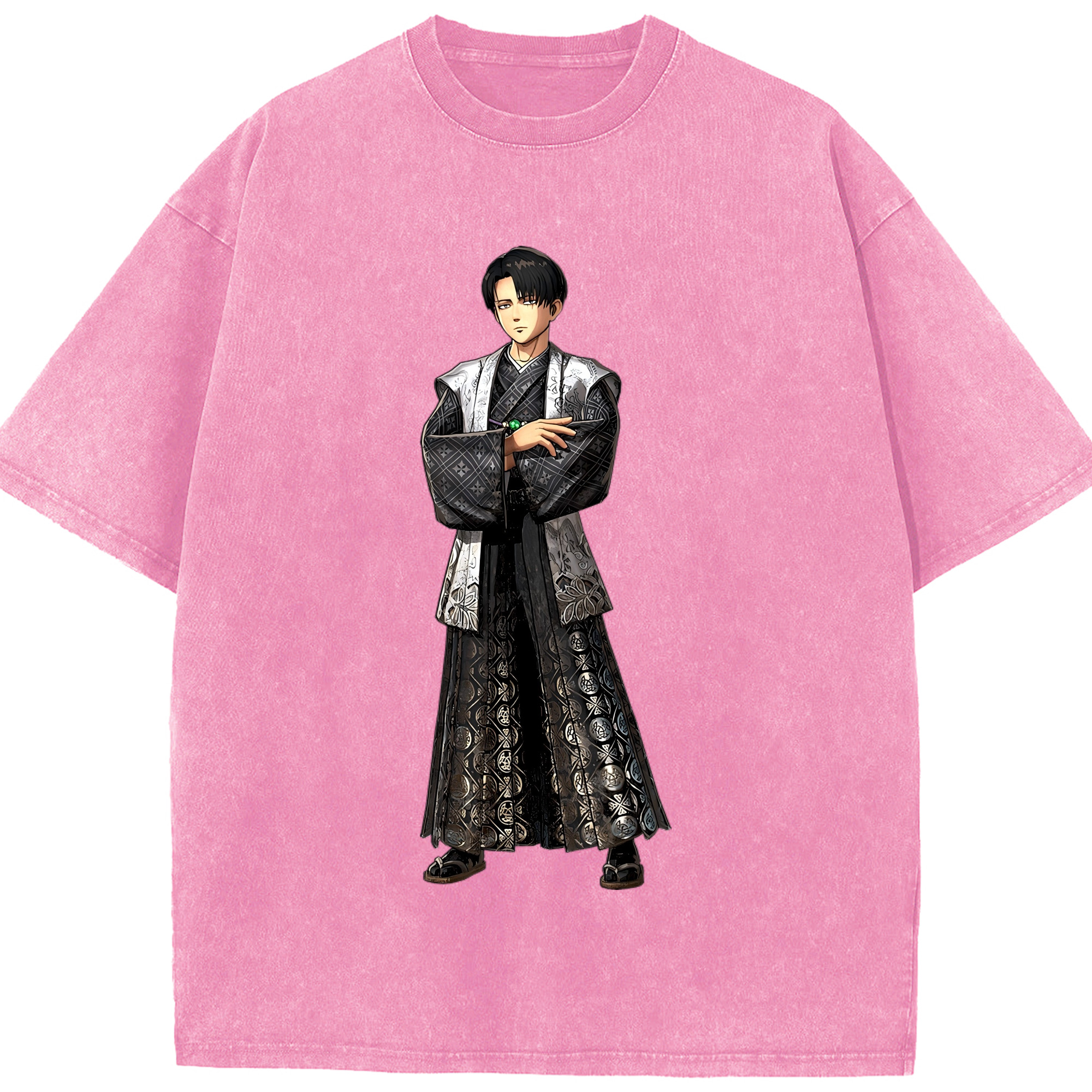 （画像用） 進撃の巨人 リヴァイ·アッカーマン Attack on Titan Levi Ackerman 綿100% ヴィンテージ風 半袖Tシャツ（フロントプリント）